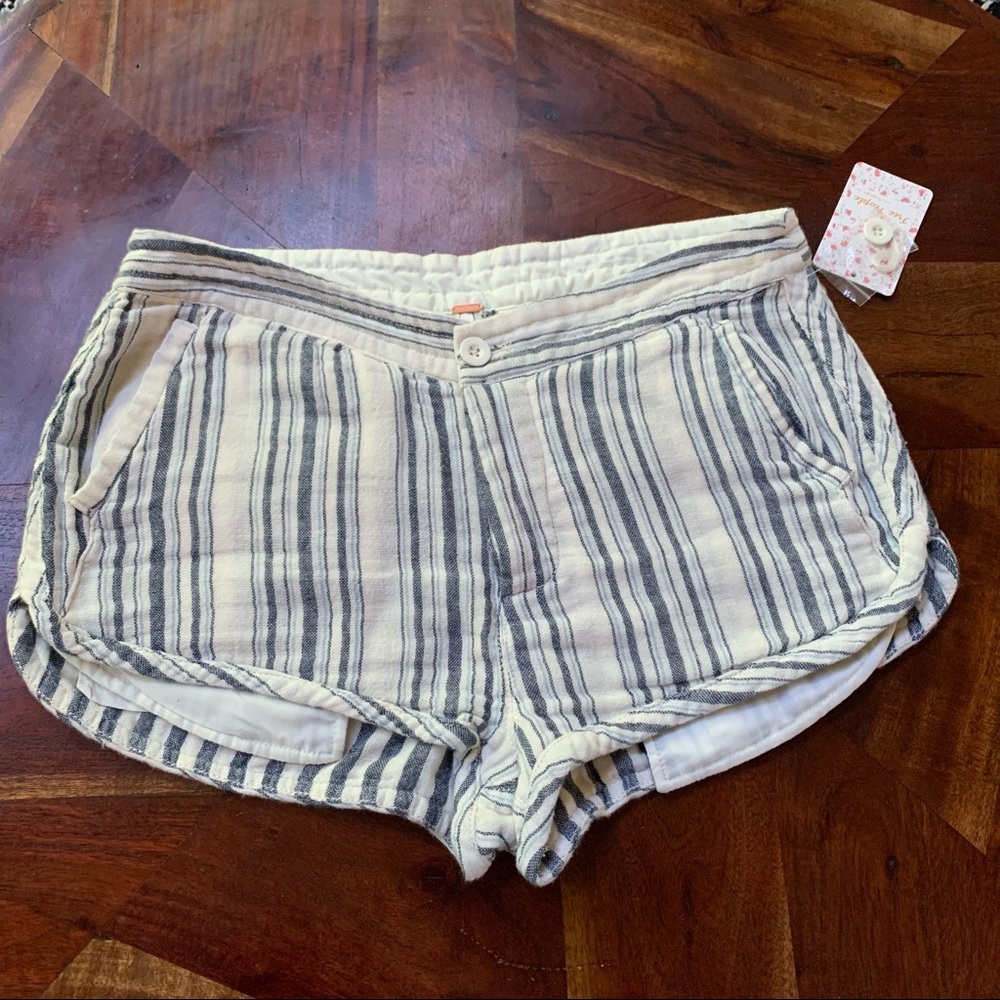NWT Free People boho Cotton Blue & White Stripe Shorts